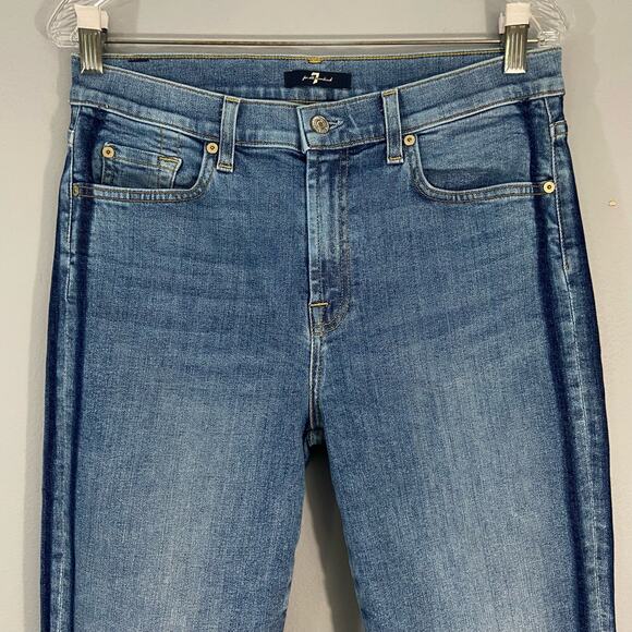 7 For All Mankind Edie - High Waist Crop Straight Leg with Side Stripe - Picture 2 of 8